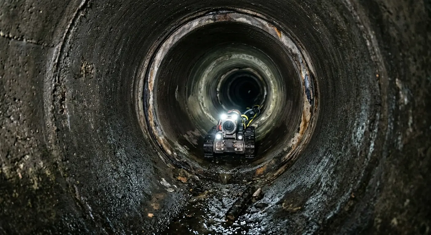 Robotic sewer camera inspecting pipe interior for Drain Snake Service in Fort Belvoir